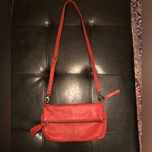 Lucky Brand Harper Watermelon Leather Foldover Crossbody Clutch Bag NEW!